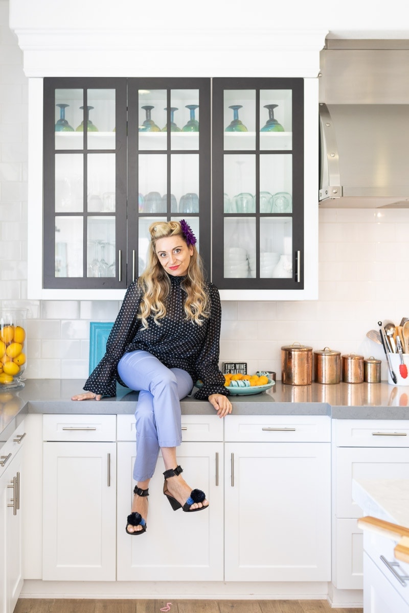 woman on kitchen counter