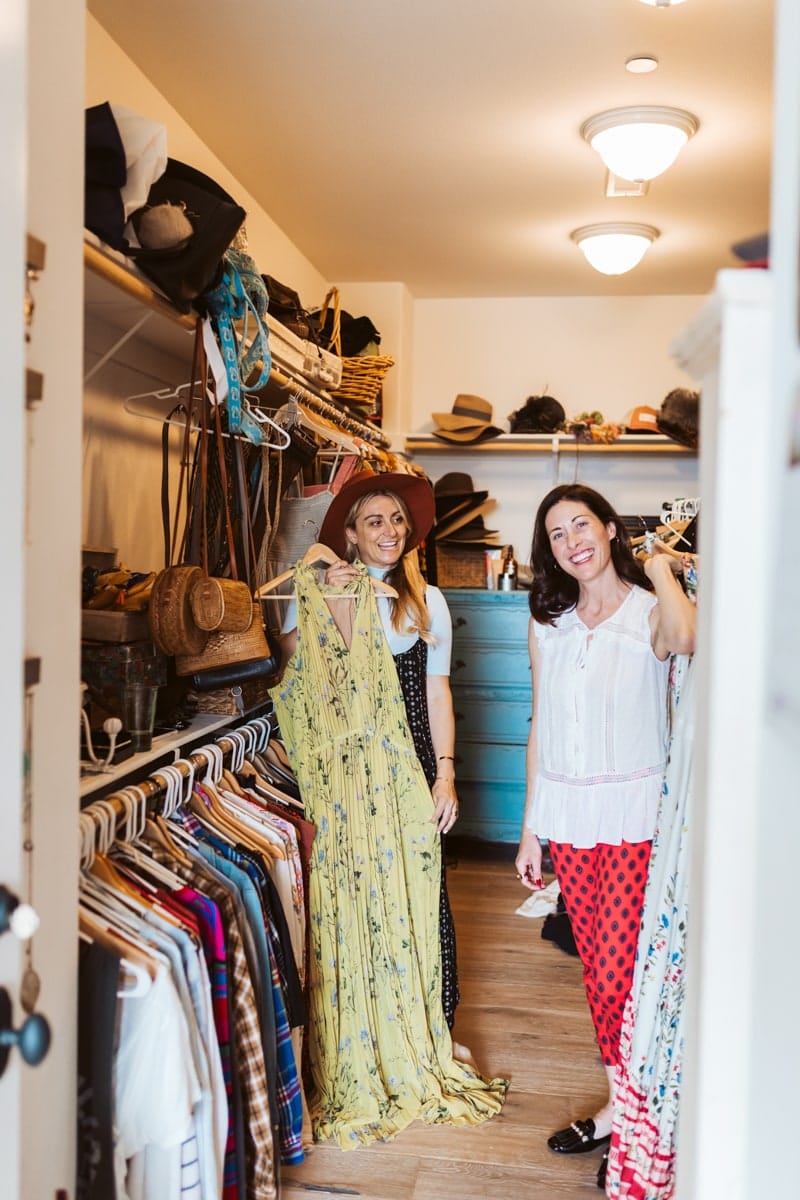 women in closet