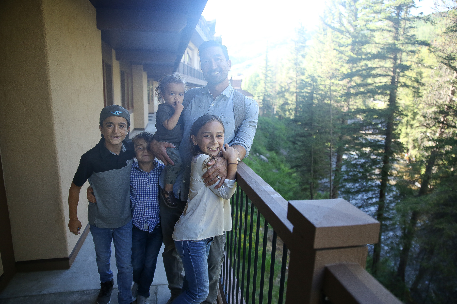 family on balcony