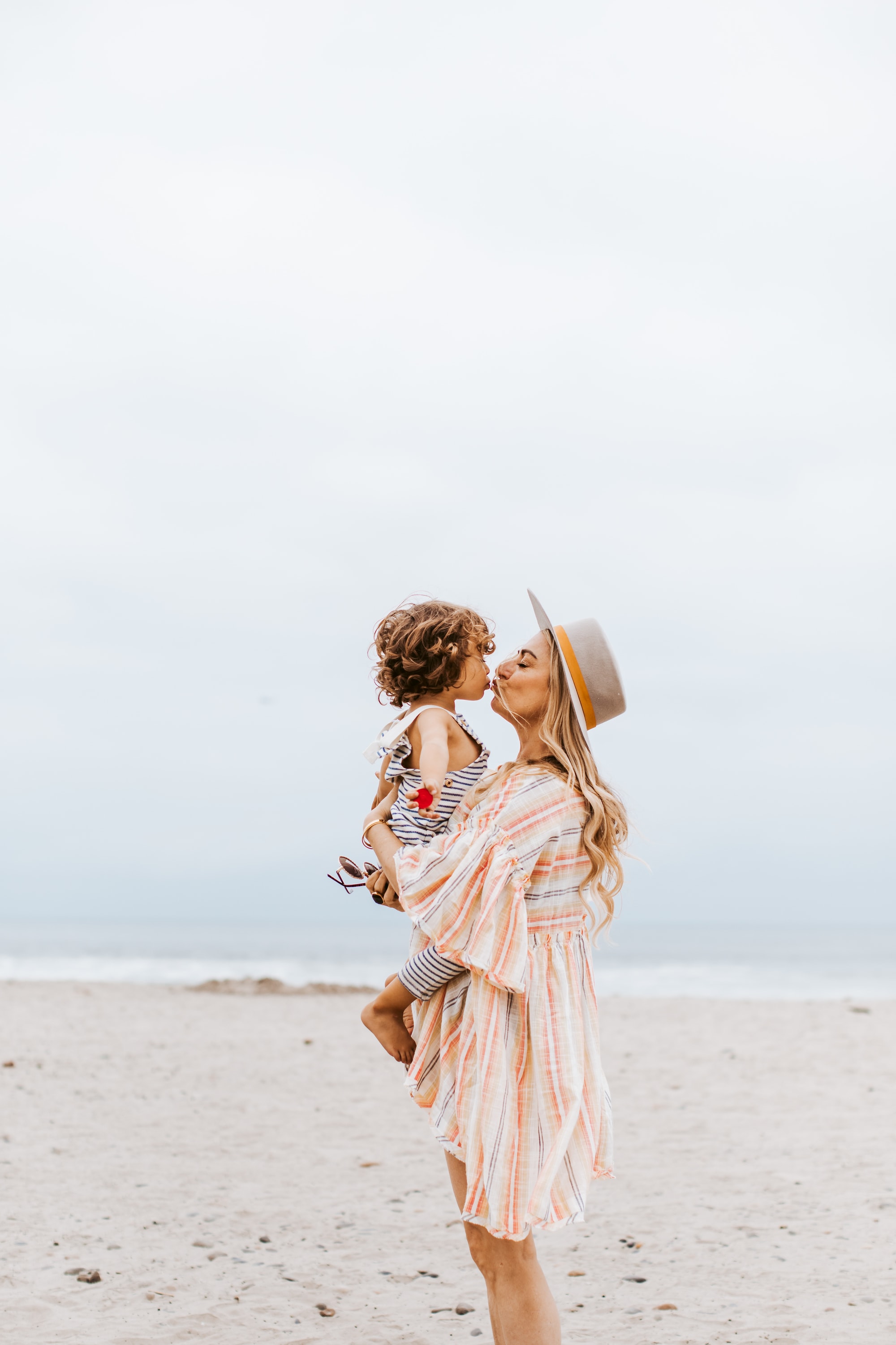 beach mother and baby