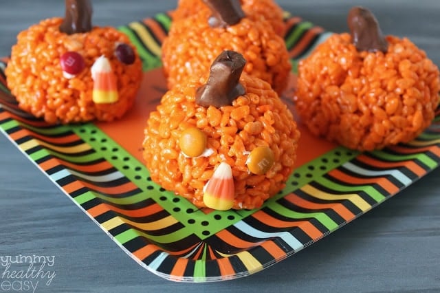 halloween candy pumpkin rice krispy treats