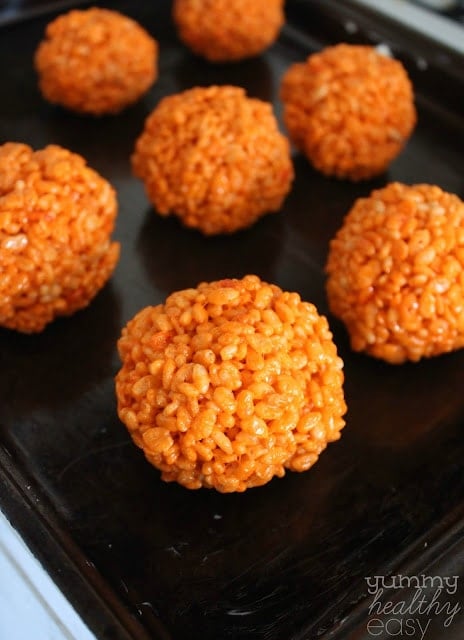 orange rice crispy balls