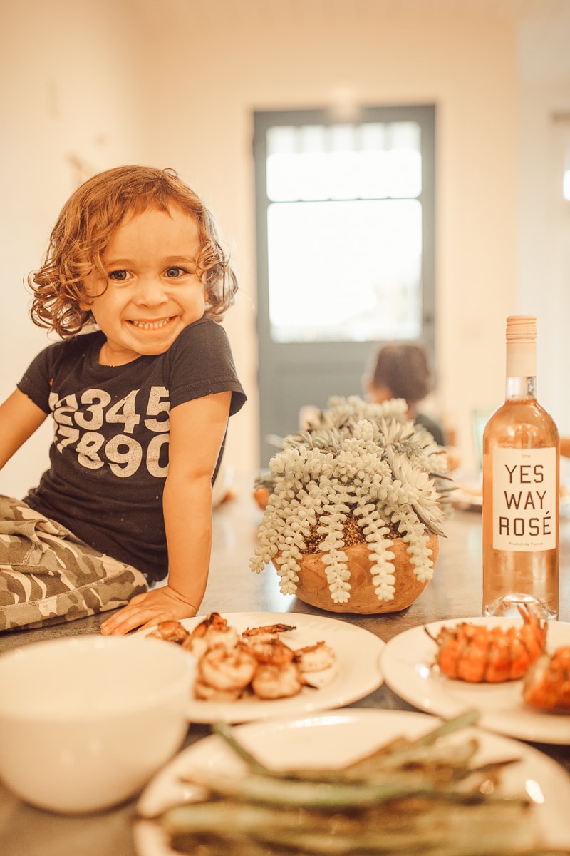 toddler at dinner table