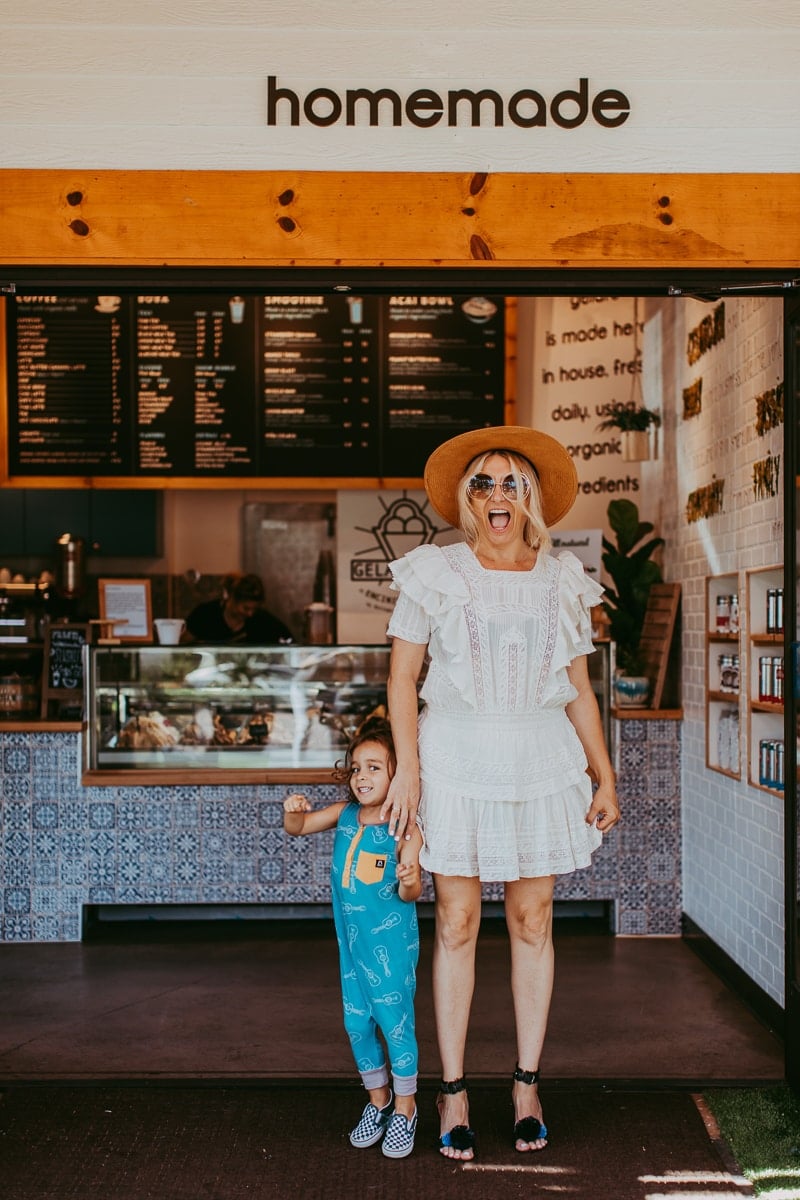 mother and child in restaurant