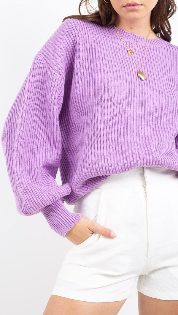 woman in purple sweater