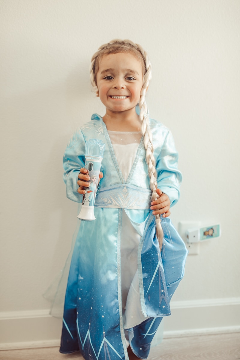 smiling toddler in costume
