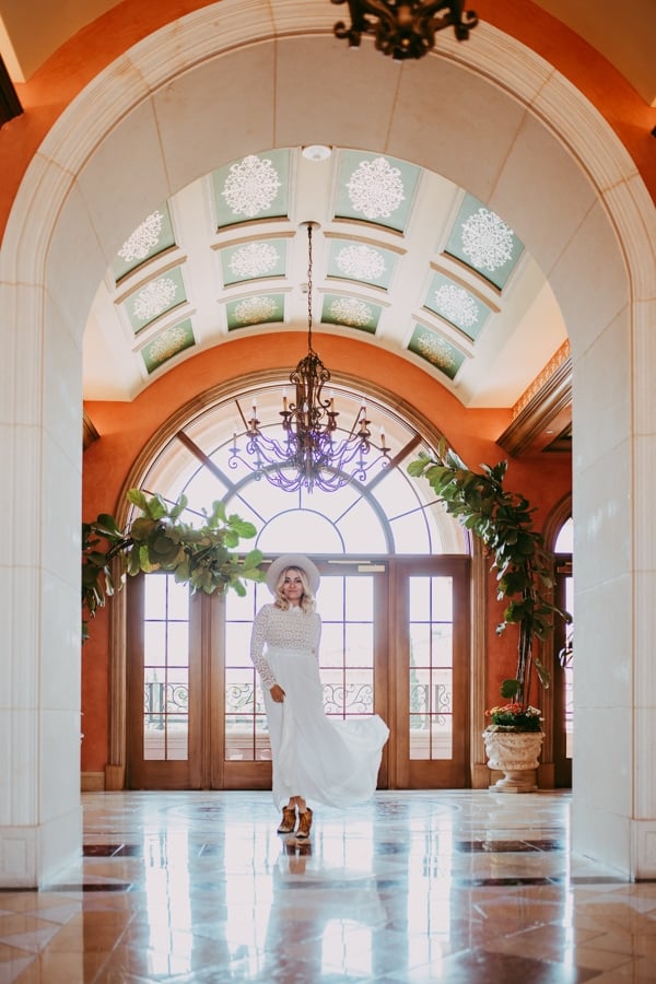 woman walking in hotel