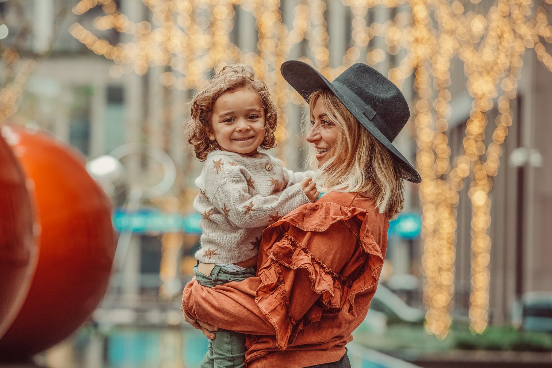 happy mother and son