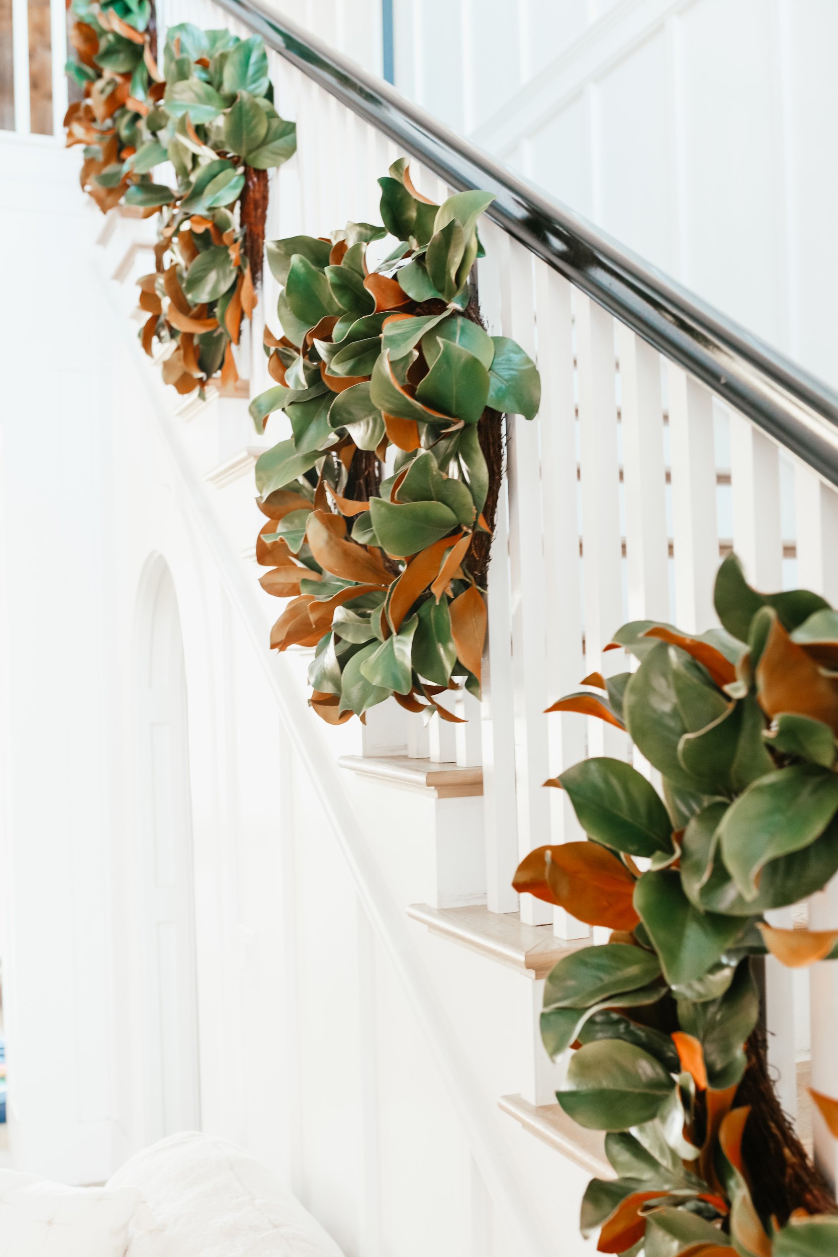 christmas wreath on stairs