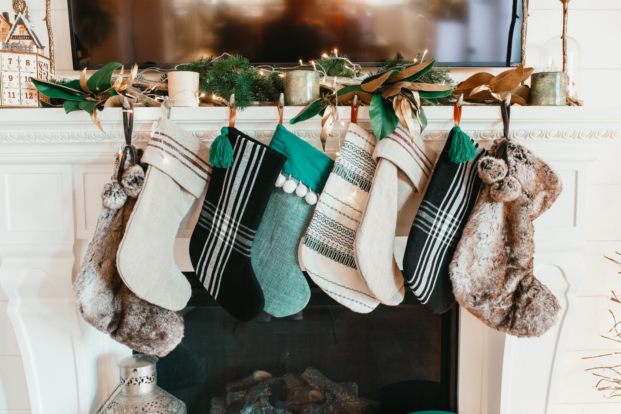 stocking over fireplace