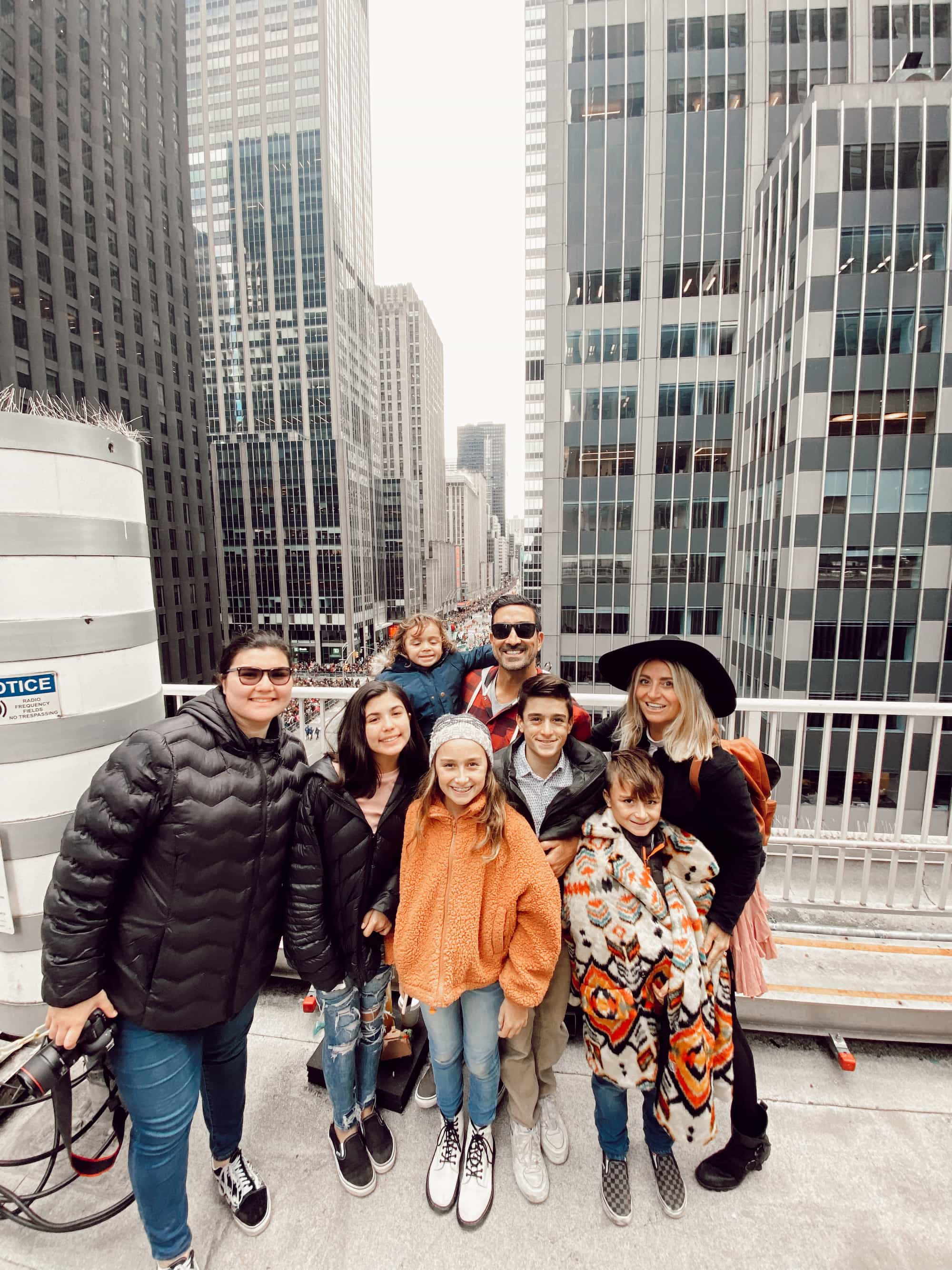 family on new york city rooftop