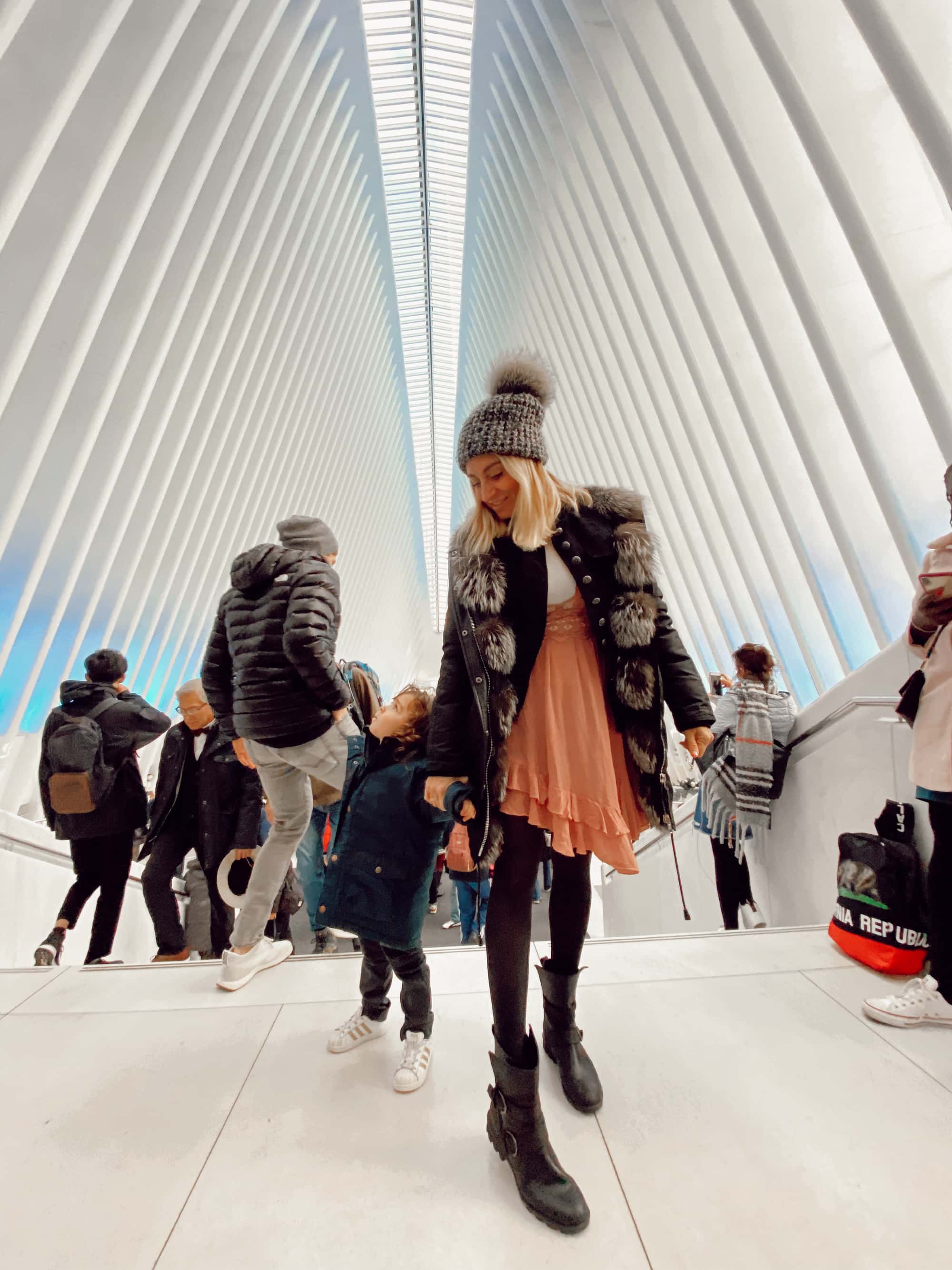 mother and child in world trade center oculus 