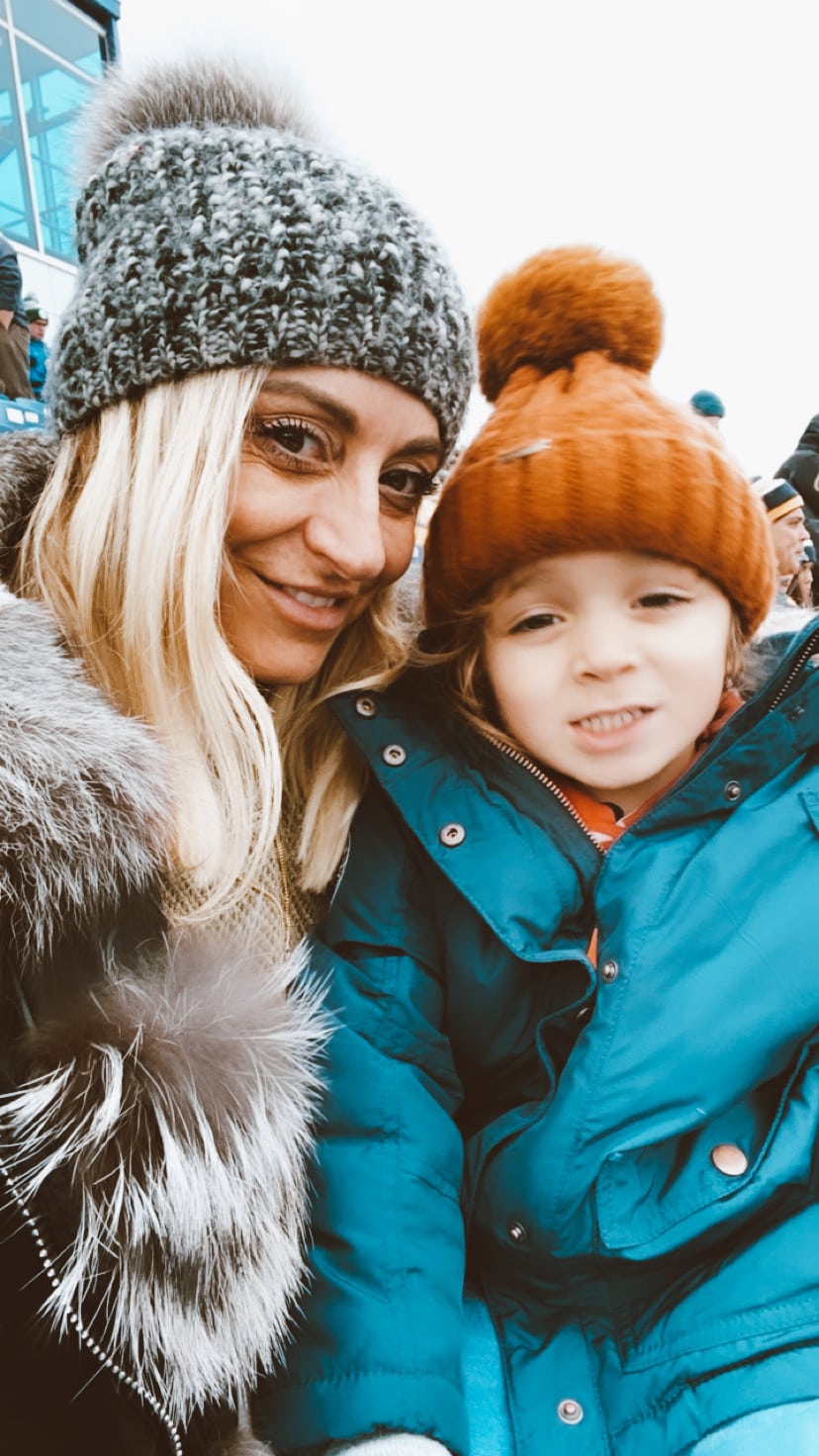 mother and son in hats