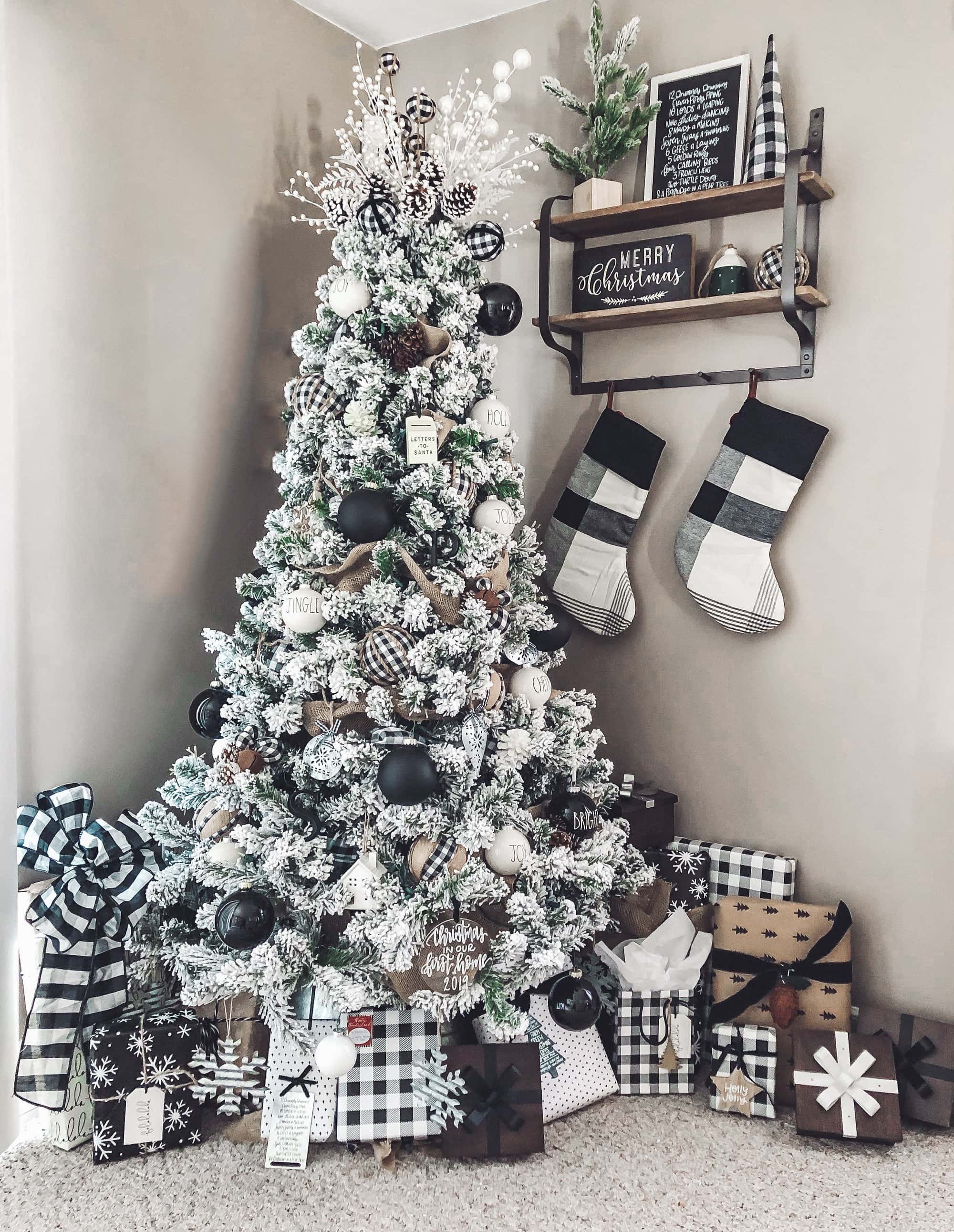 Black and White Christmas Tree for the Holidays