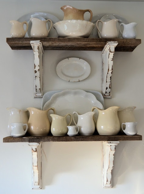 white farmhouse shelves