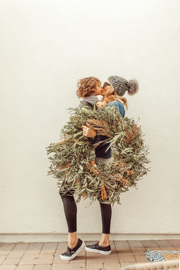 Mom and child Christmas wreath