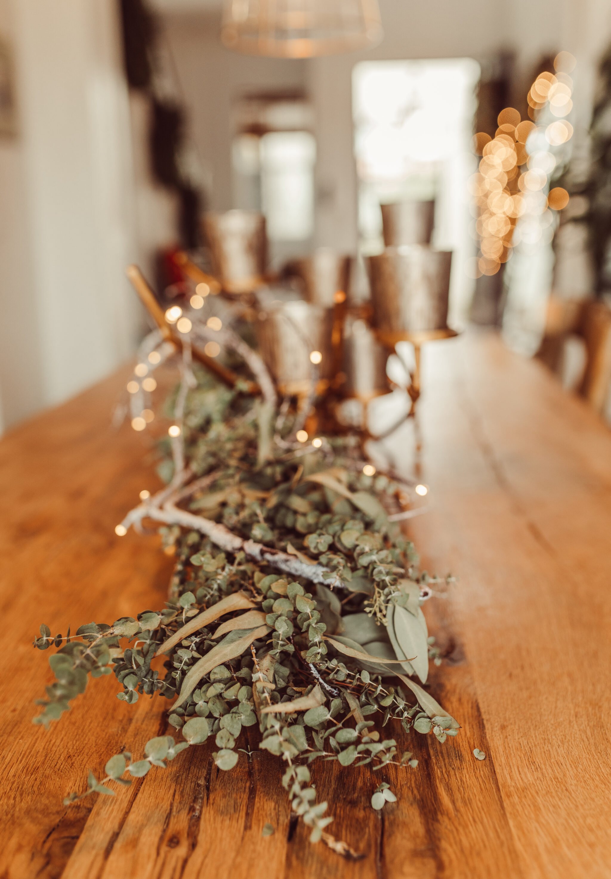 garland centerpiece on table