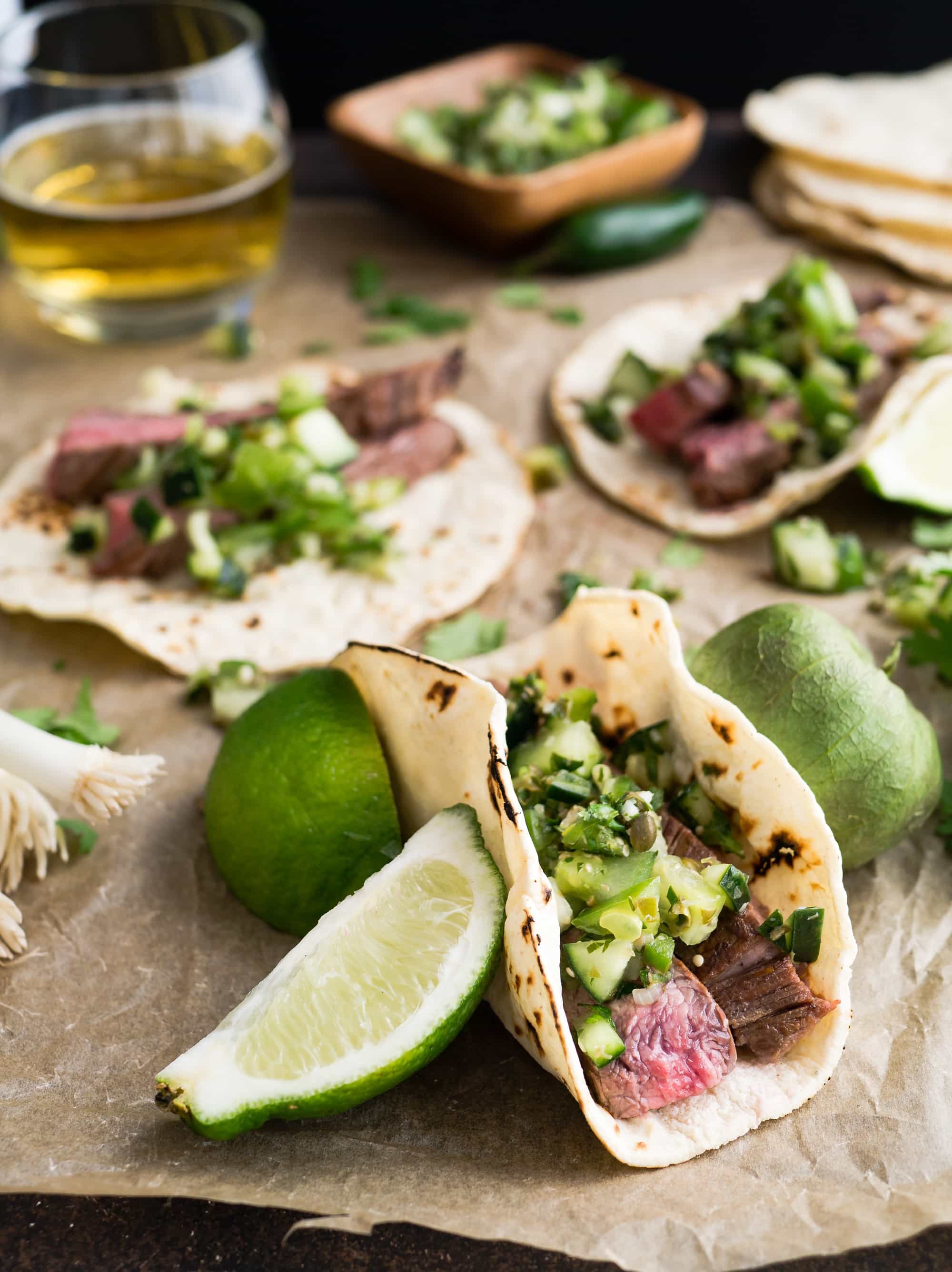 lime and steak tacos