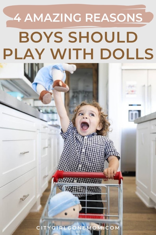 boy playing with dolls