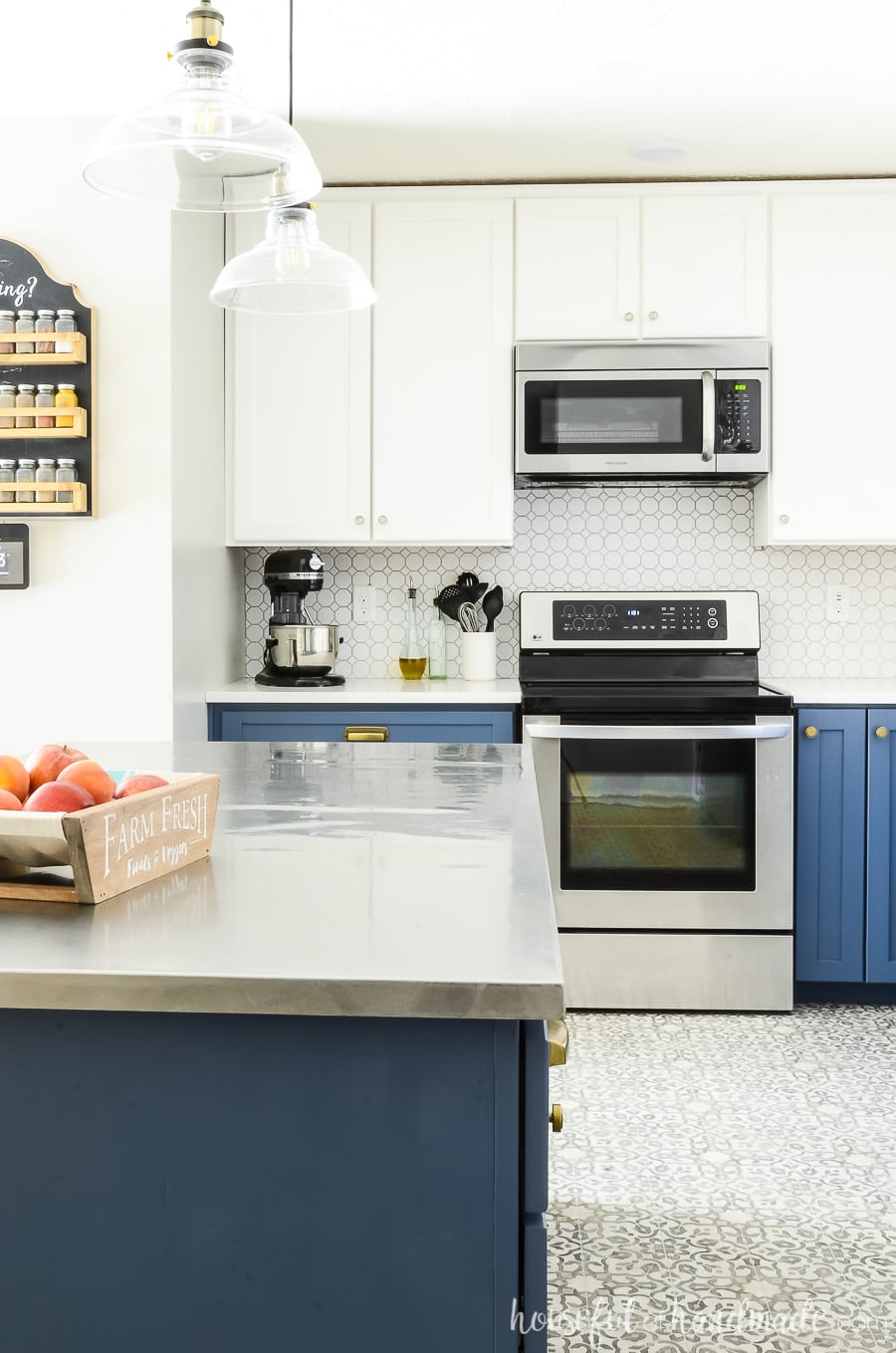 blue and white kitchen