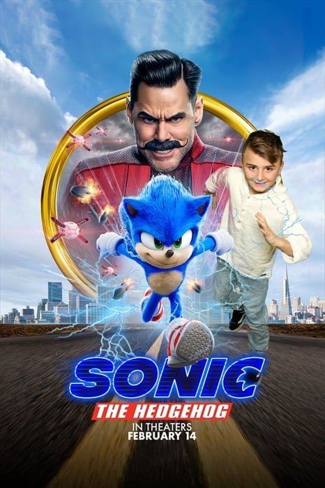 boy in sonic movie poster