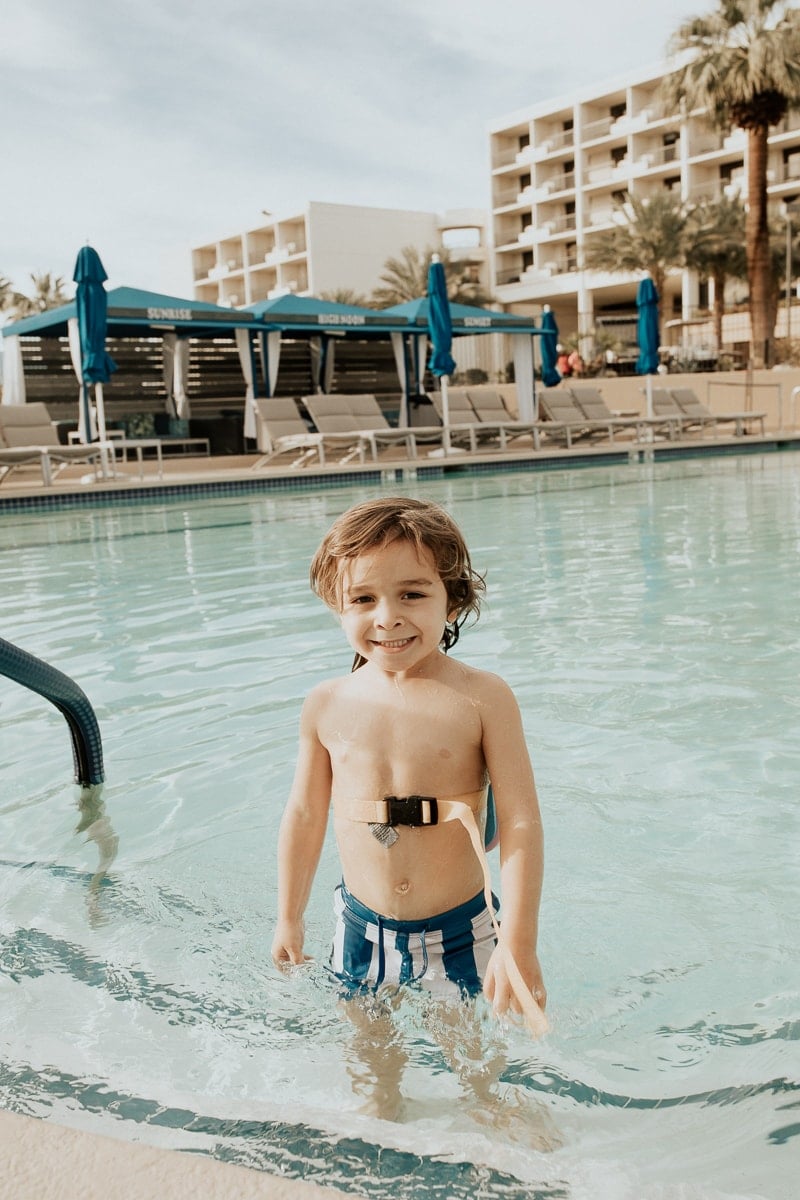 toddler in pool