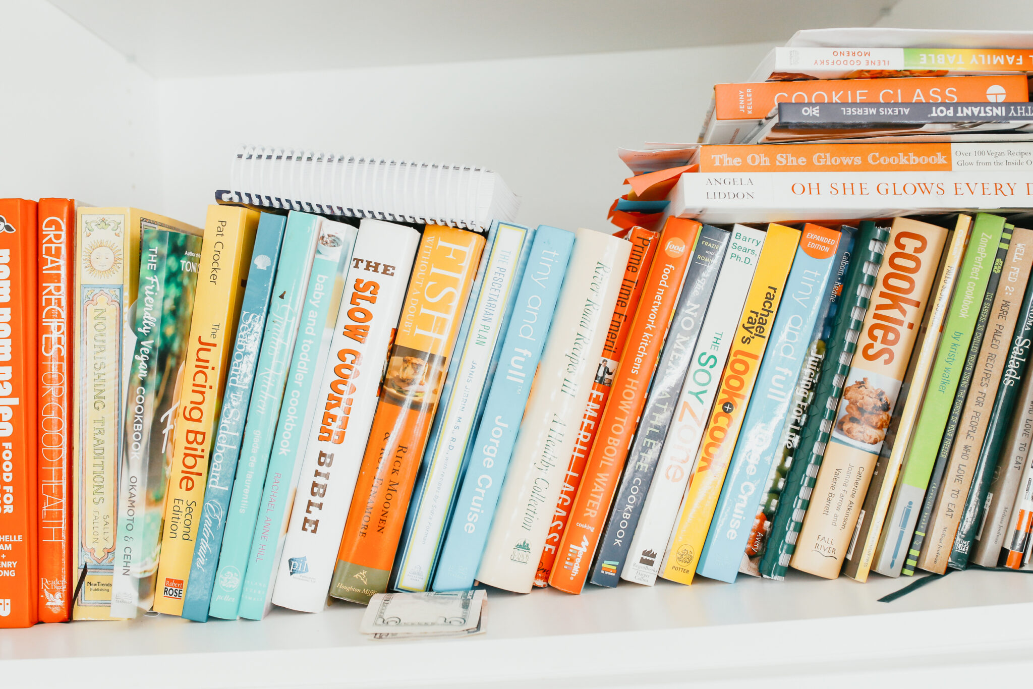 cookbooks on a shelf