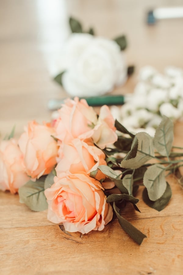 roses on table