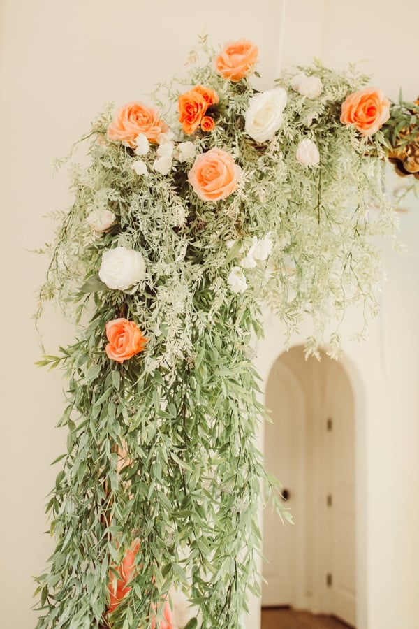 flower garland on mirror