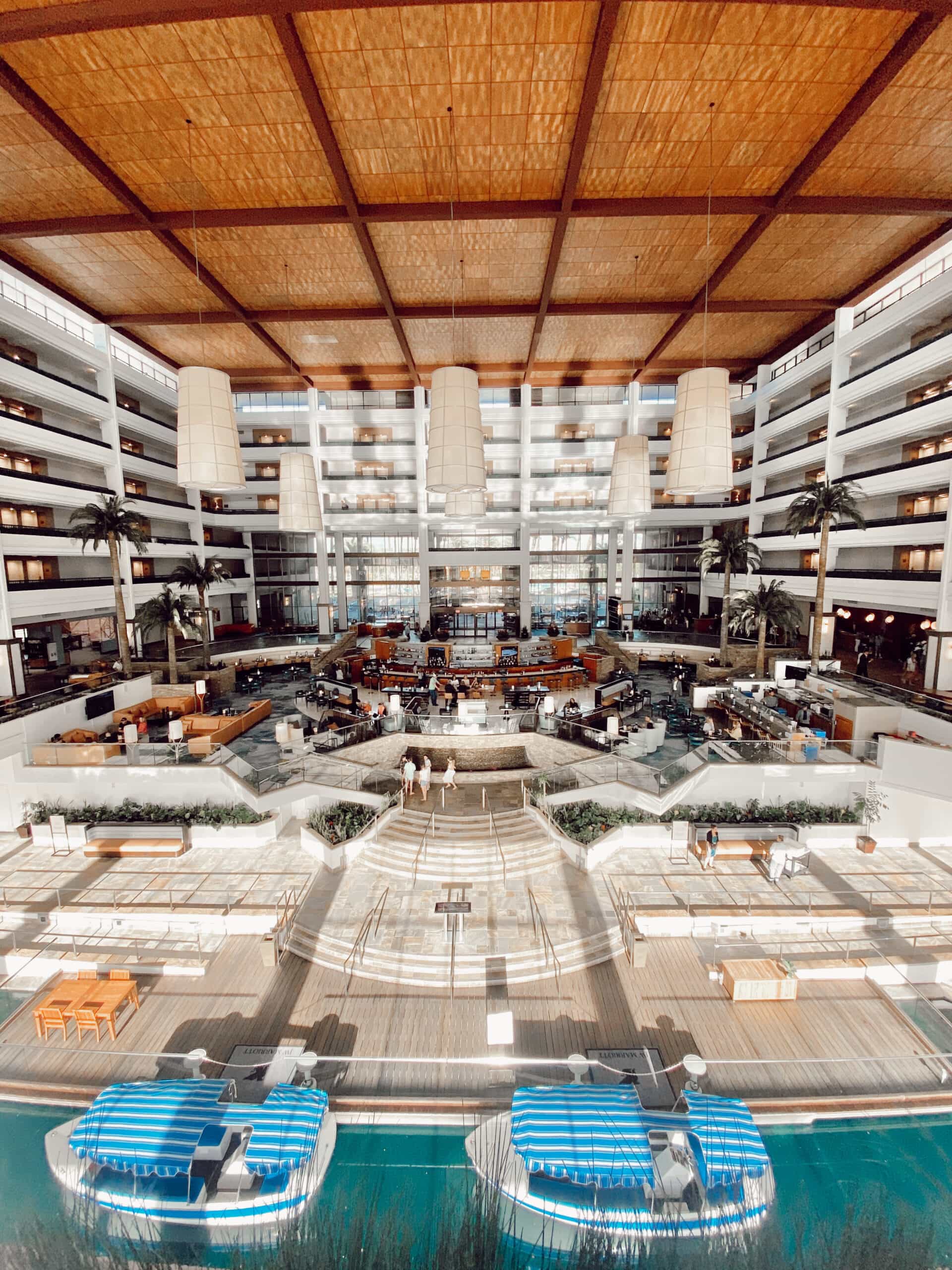 hotel lobby with boats