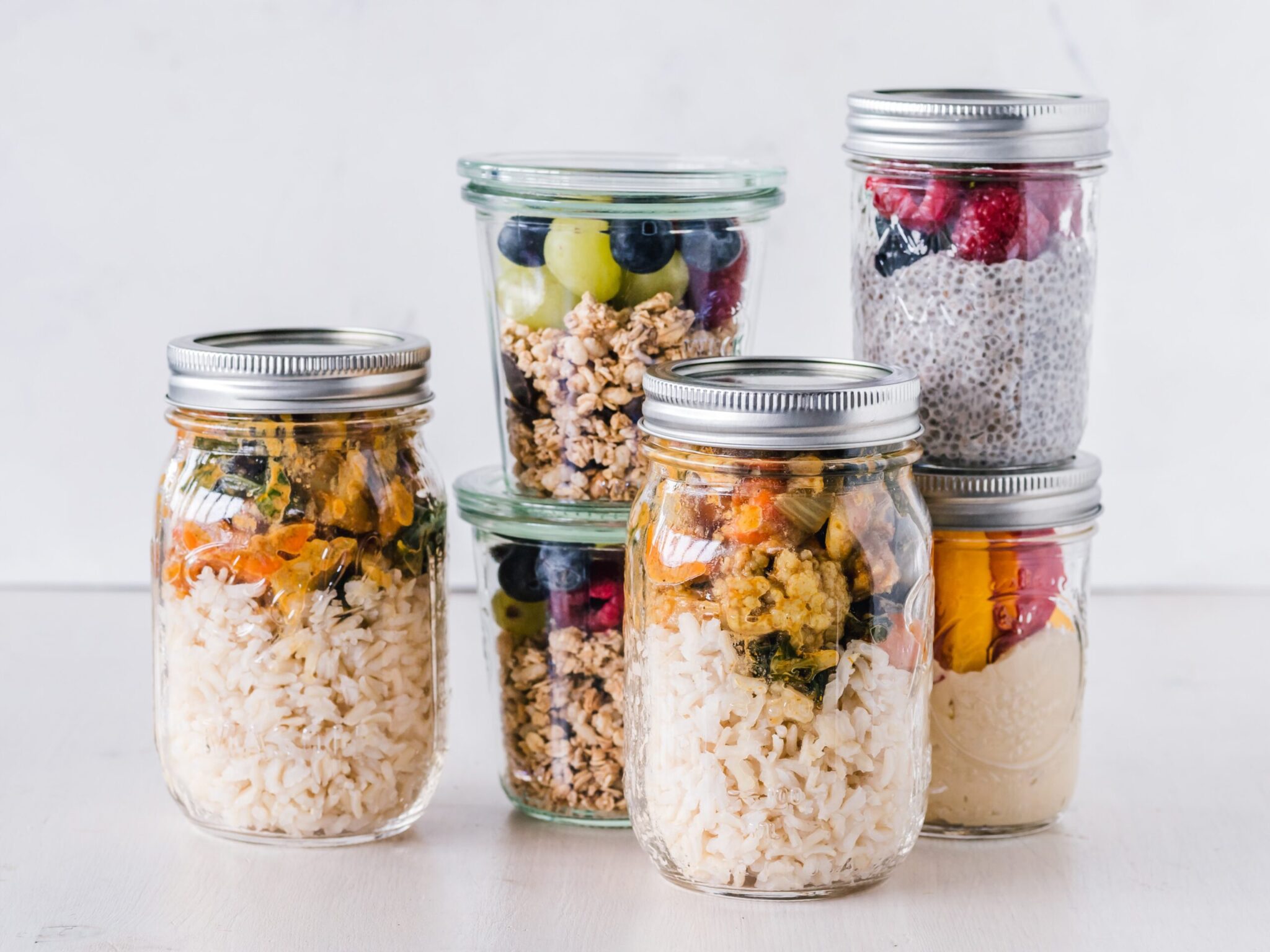 glass jars for meal prep