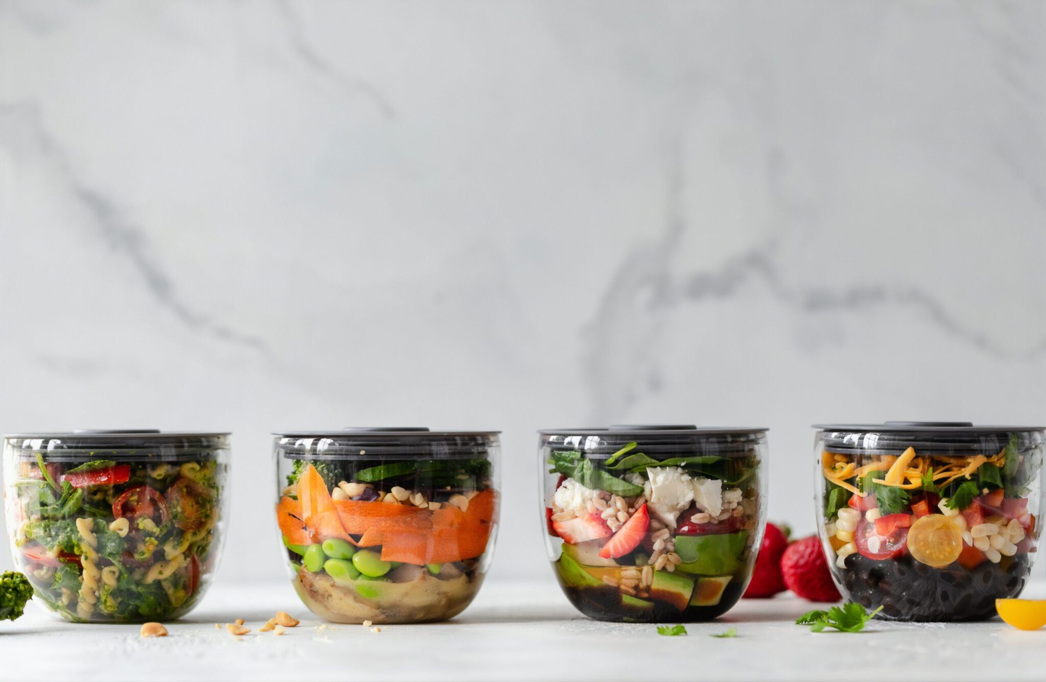 food in glass containers