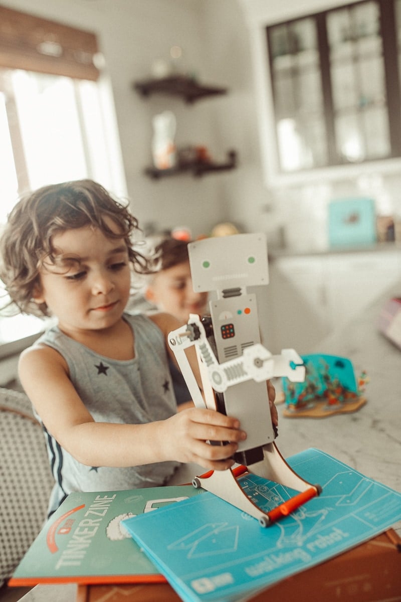 toddler making robot