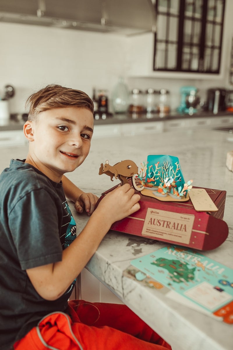 boy making crafts