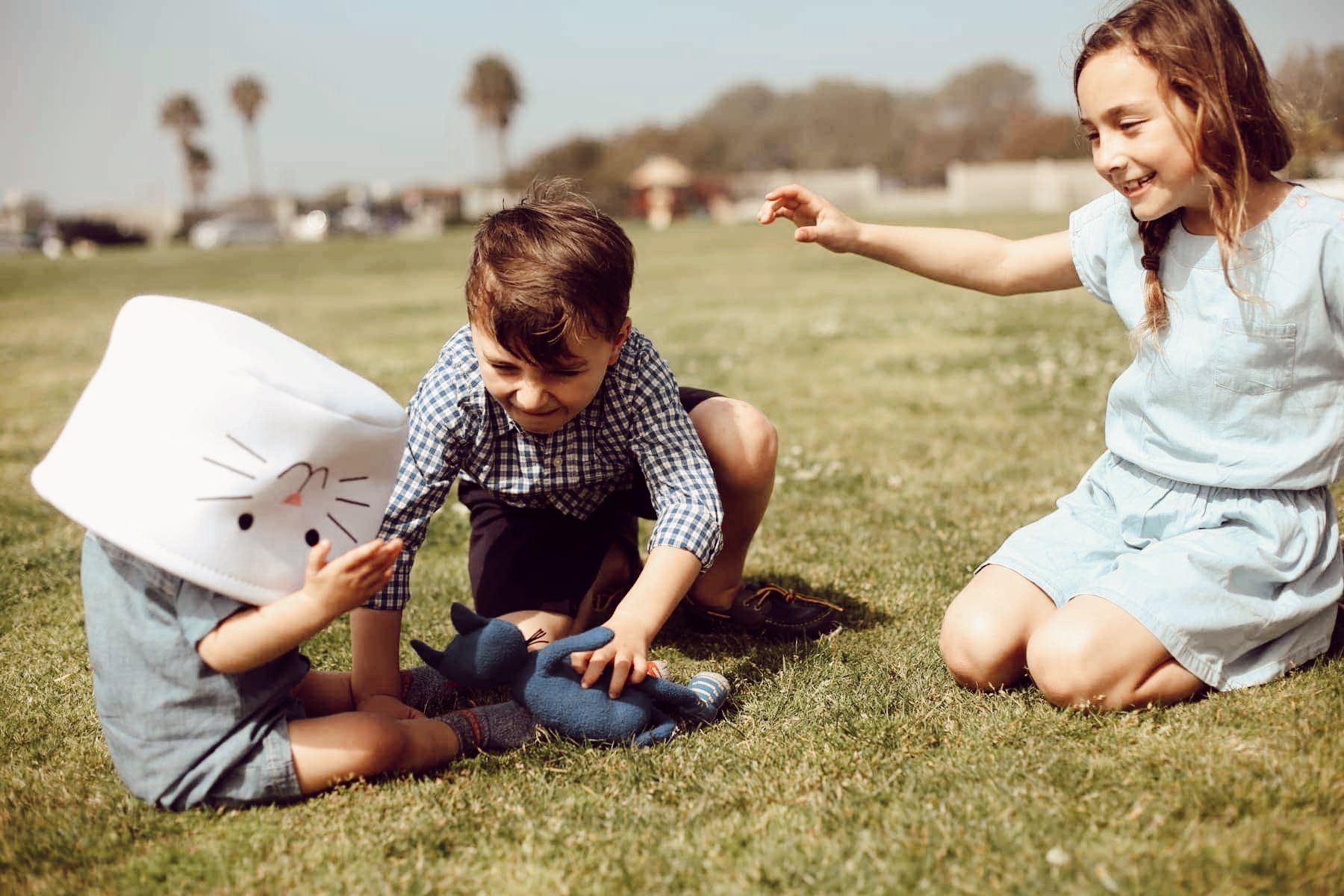 kids playing with easter basket