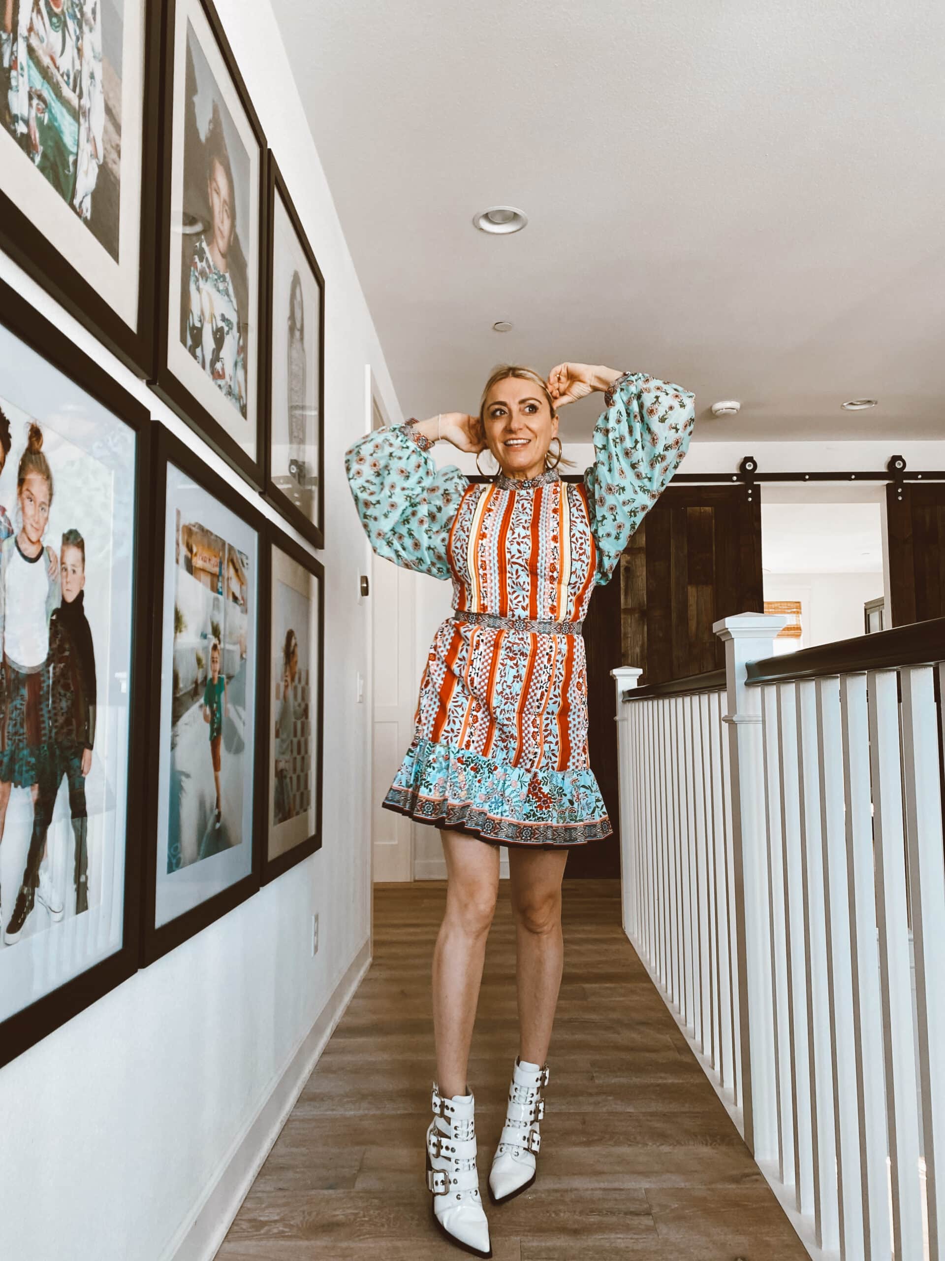 stylish woman in hallway