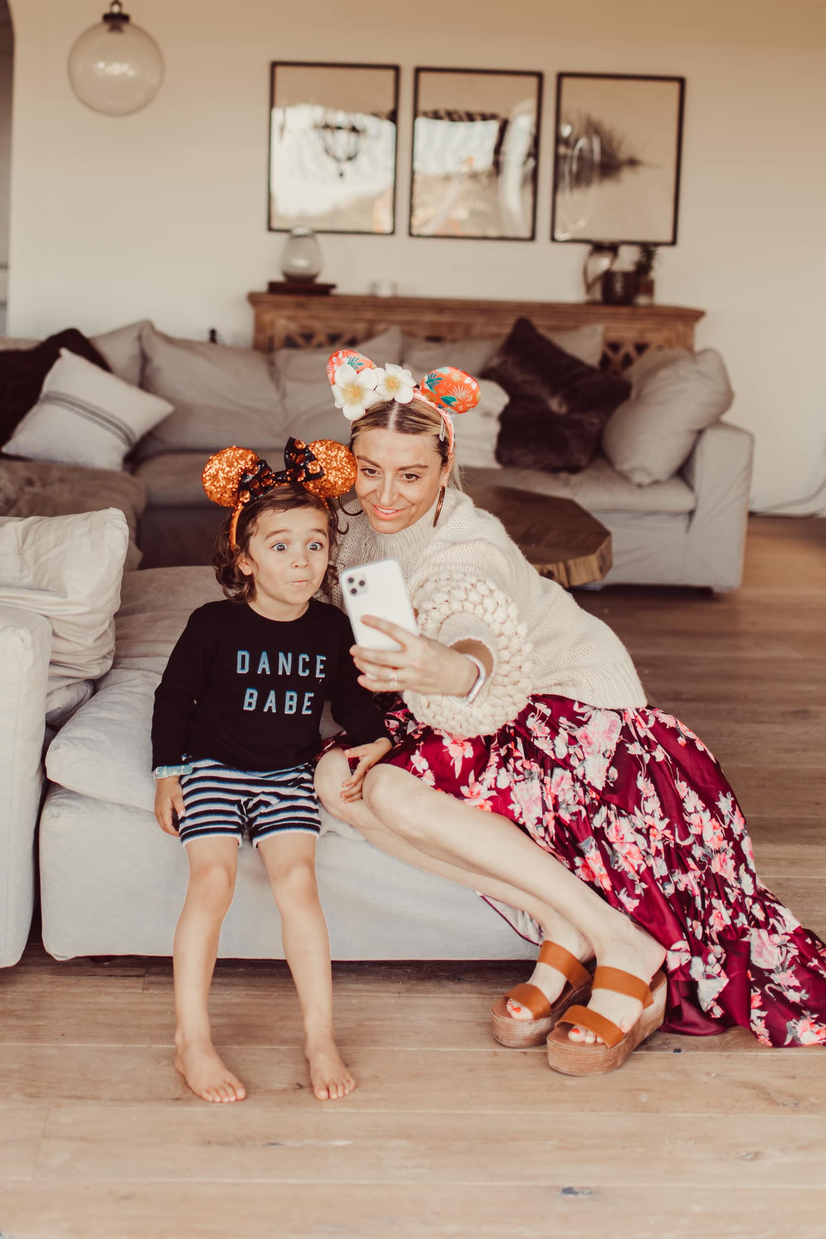 mother and child posing for selfie