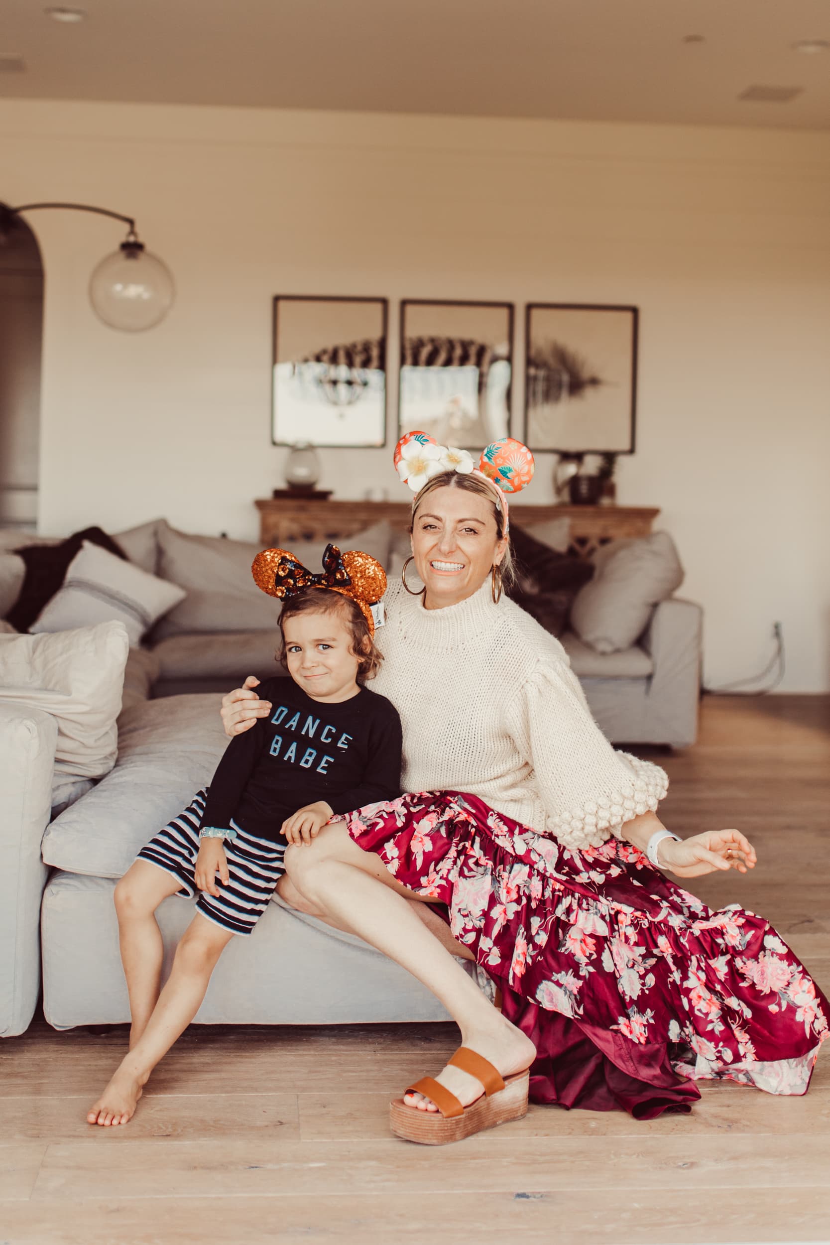 mom and son on couch