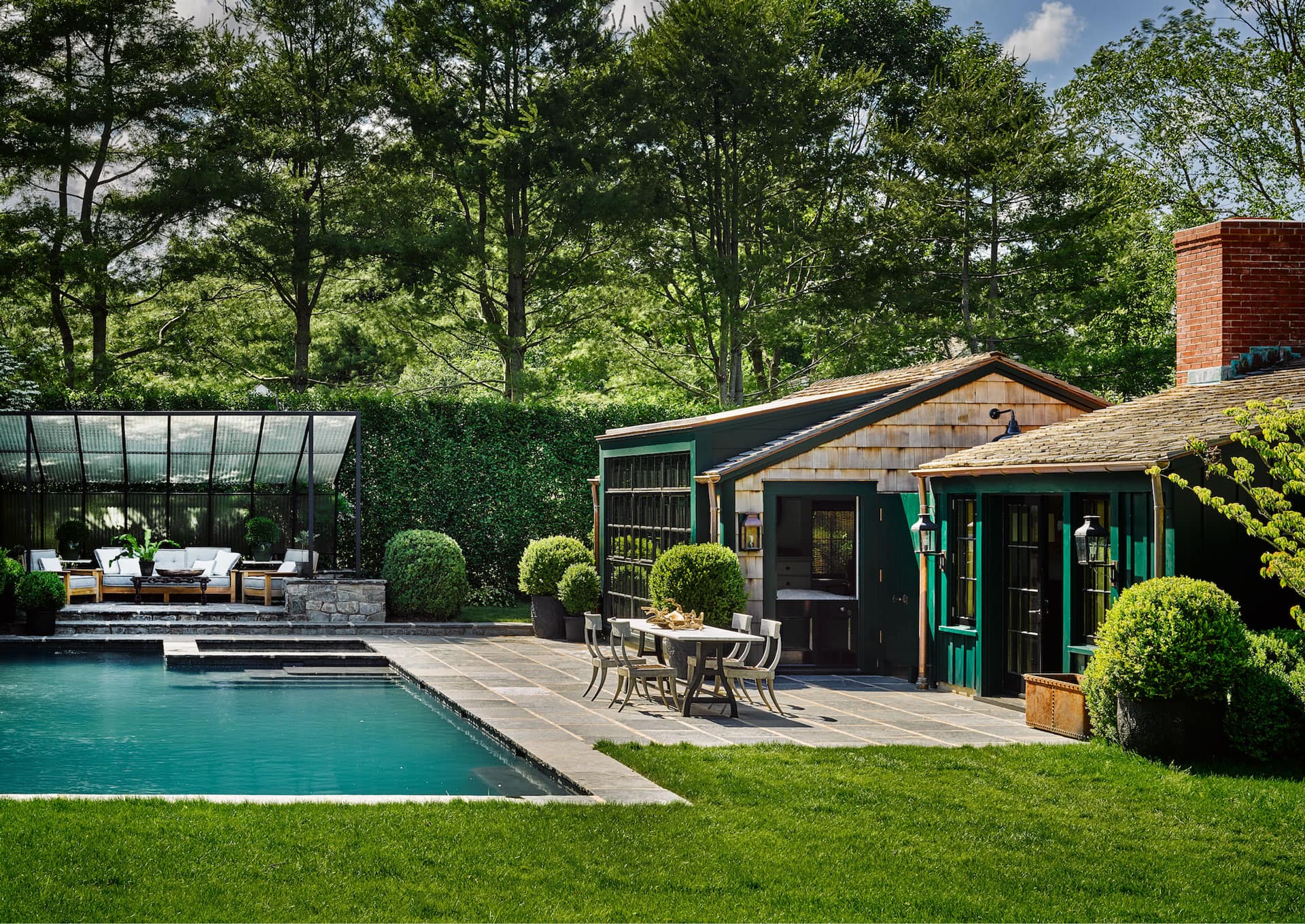 backyard with plants and pool