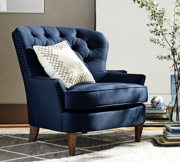 navy armchair