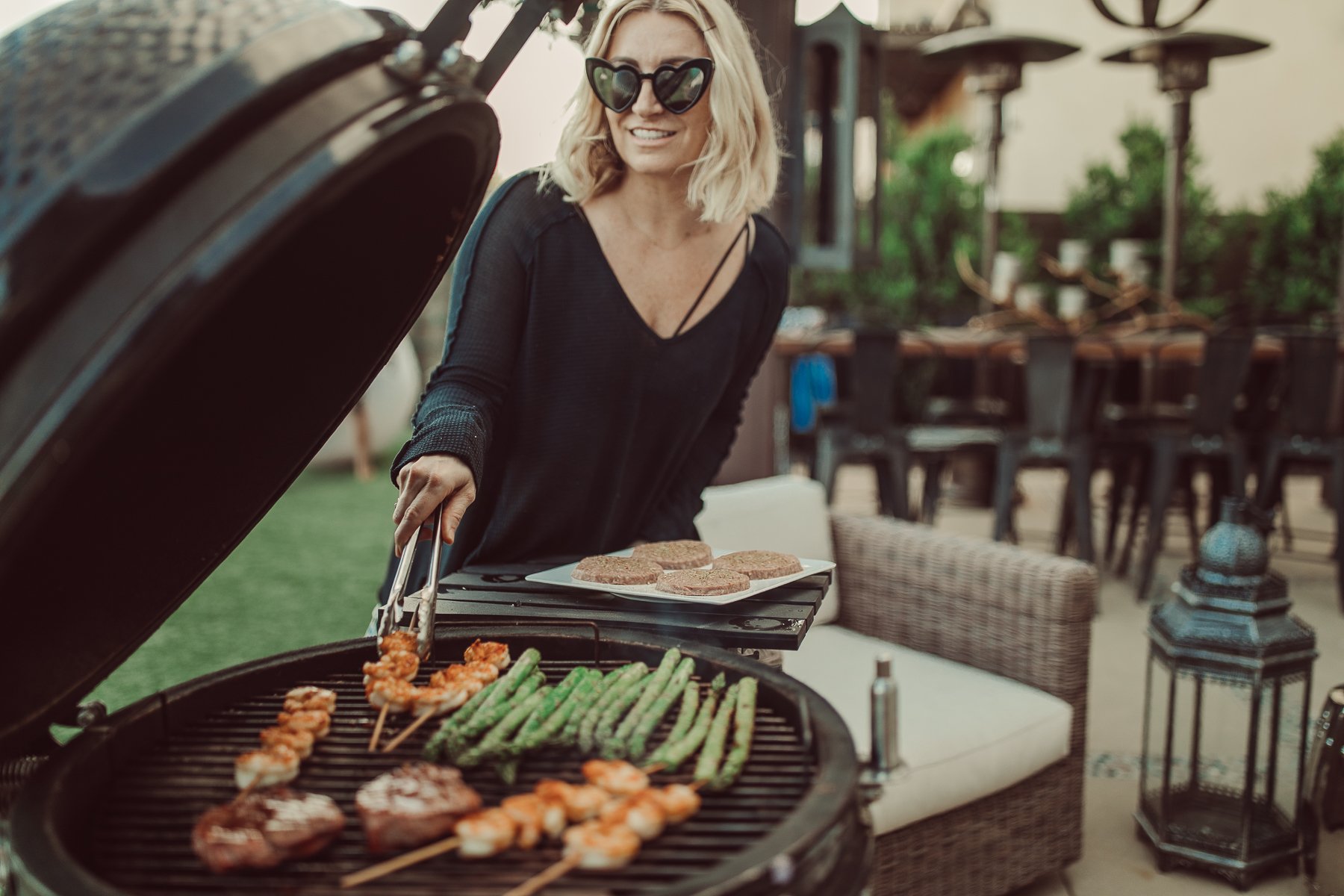 woman grilling