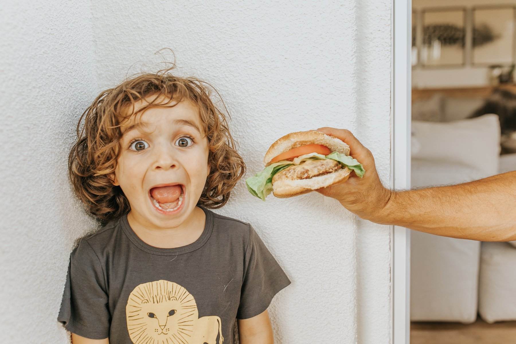 boy with hamburger