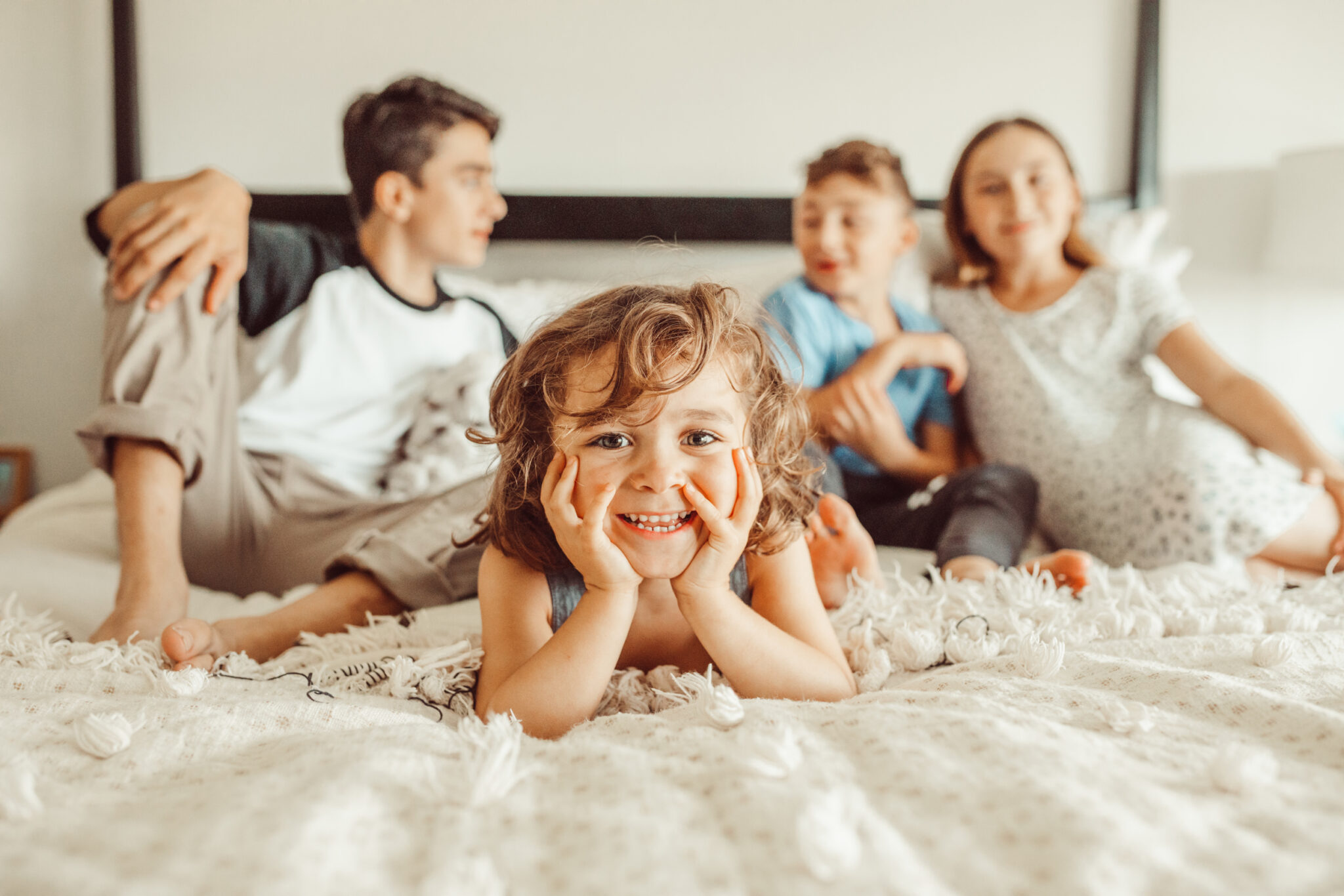 kids on bed