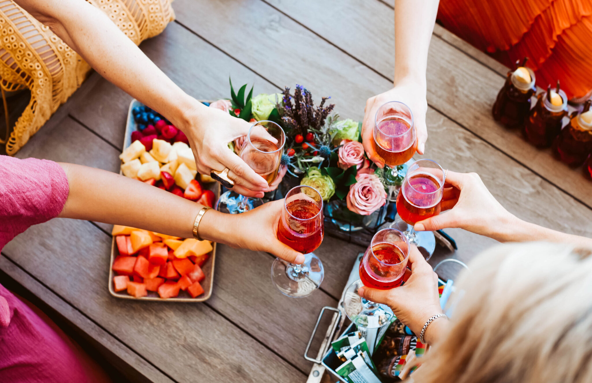 women toasting