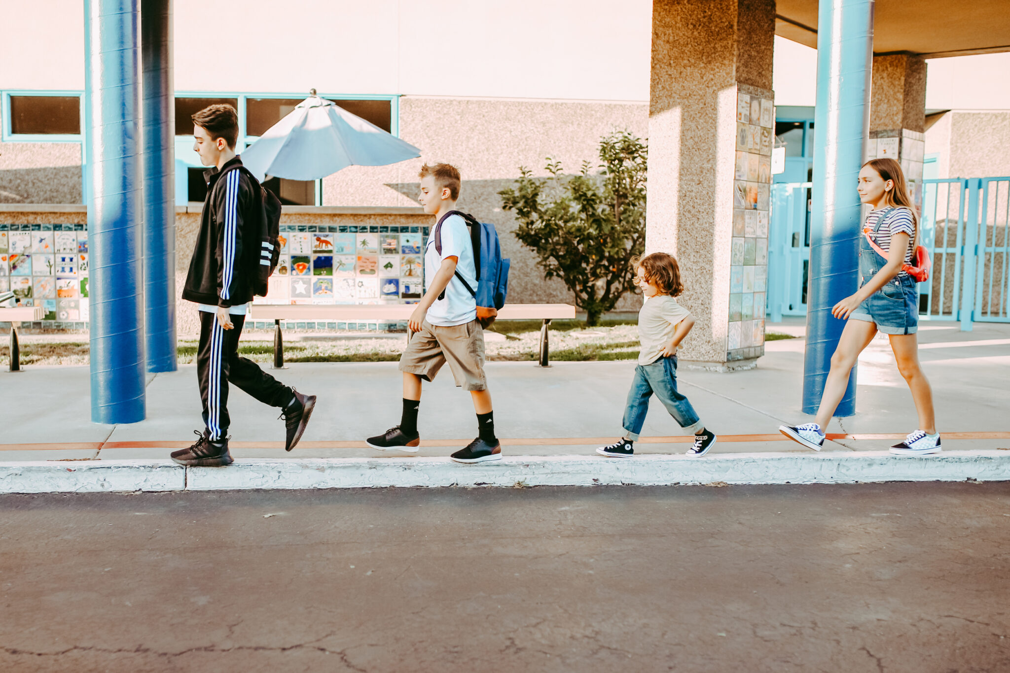 kids walking at school