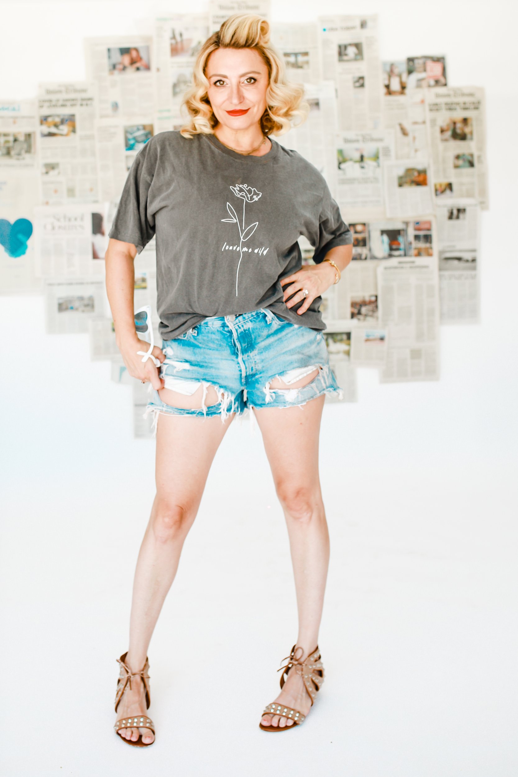 woman in tee and shorts