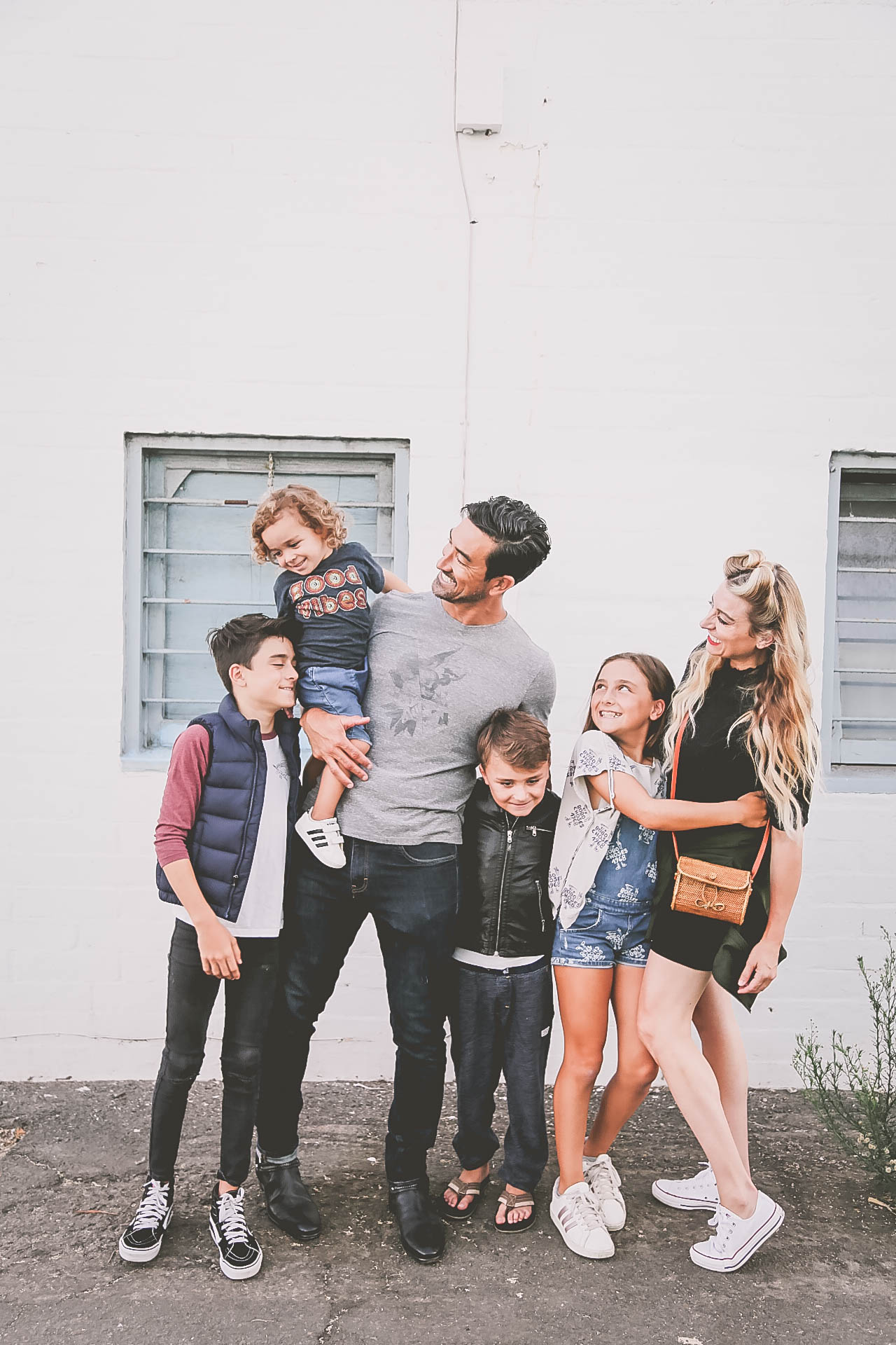 happy family playing outdoors