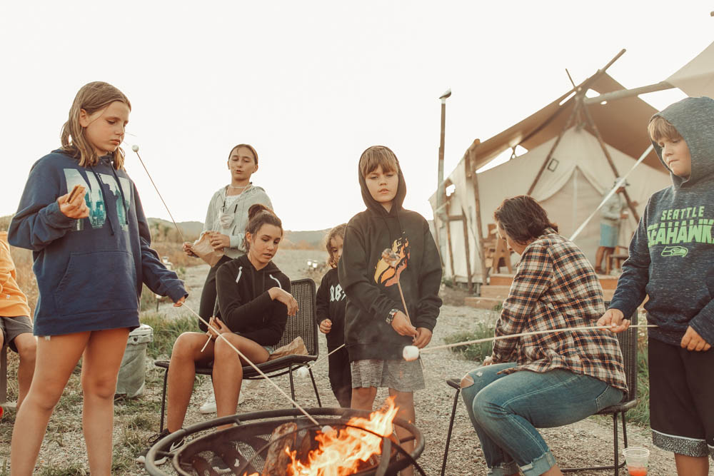 kids around a fire