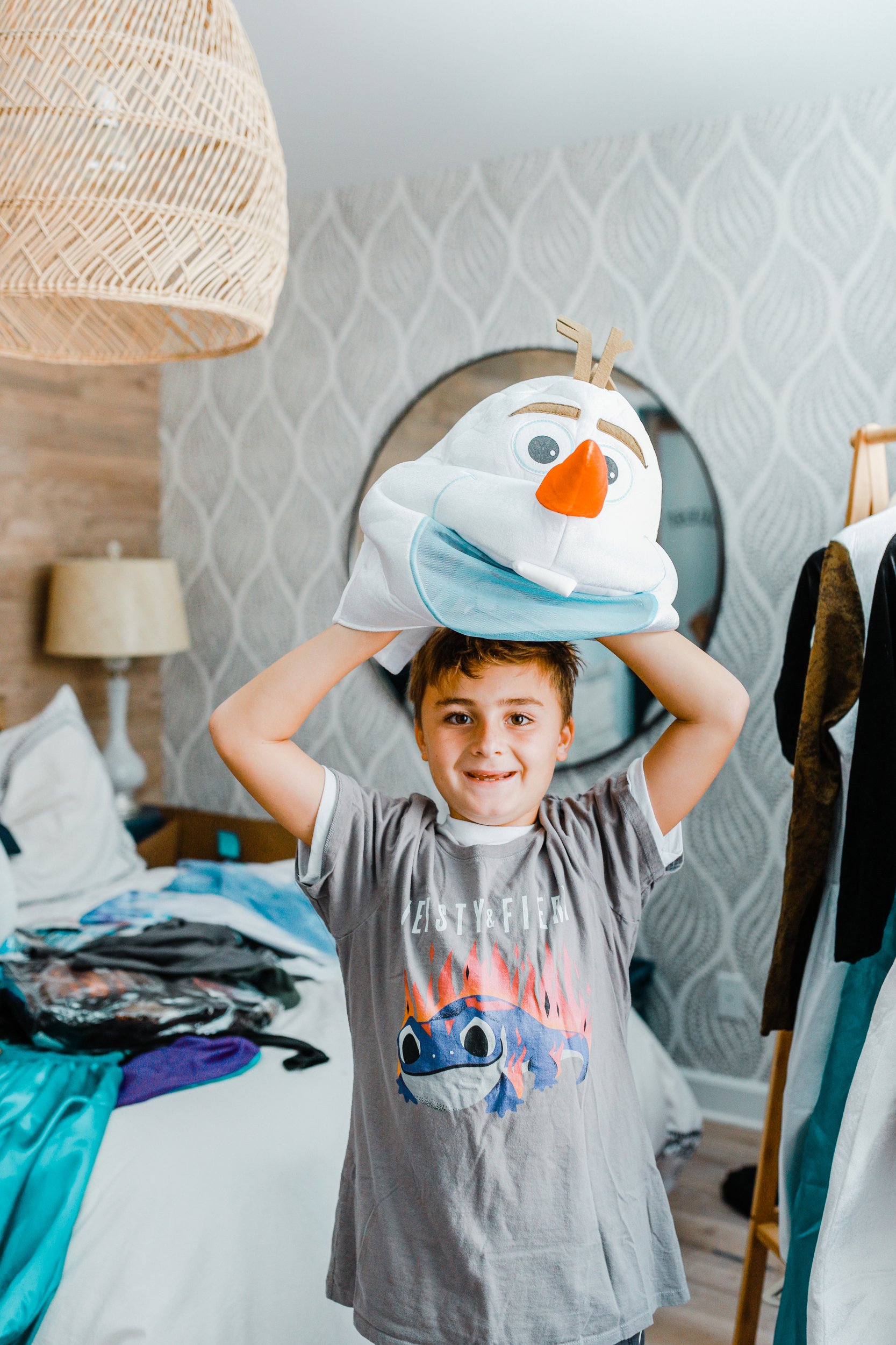 child in snowman costume