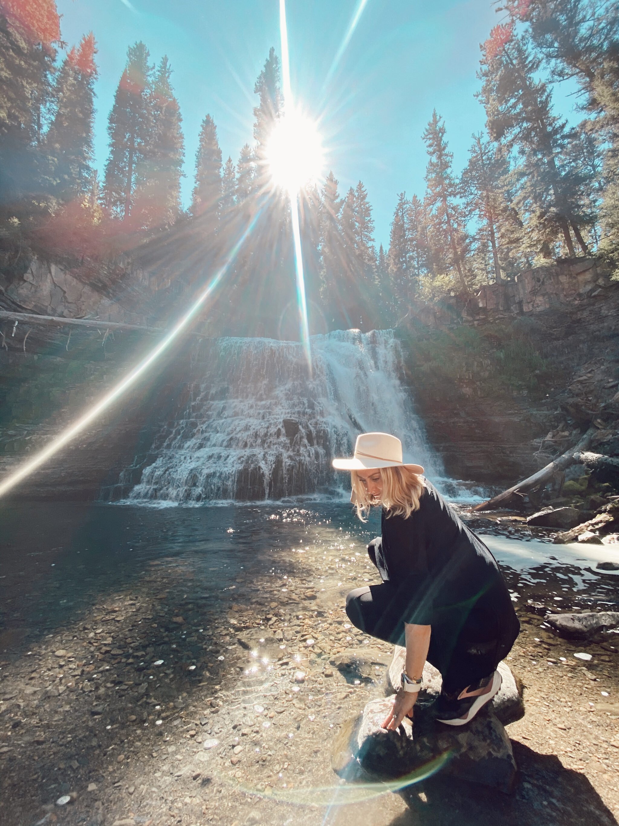 woman at stream